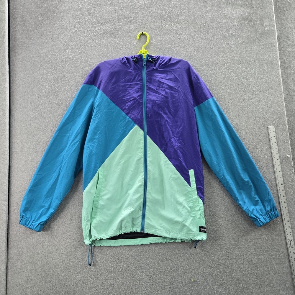 Empyre Men Jacket L Teal Windbreaker Colorblock Gorpcore Retro Y2K